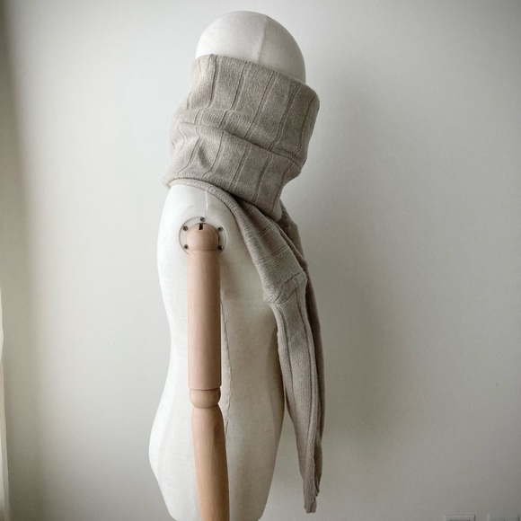 joodito 100% cashmere sweater wrap scarf ribbed muffler chunky oversized ecru - Picture 6 of 12